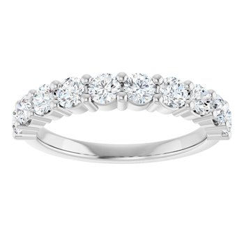 14k White Gold Shared Prong Round Lab Grown Diamond Wedding Band