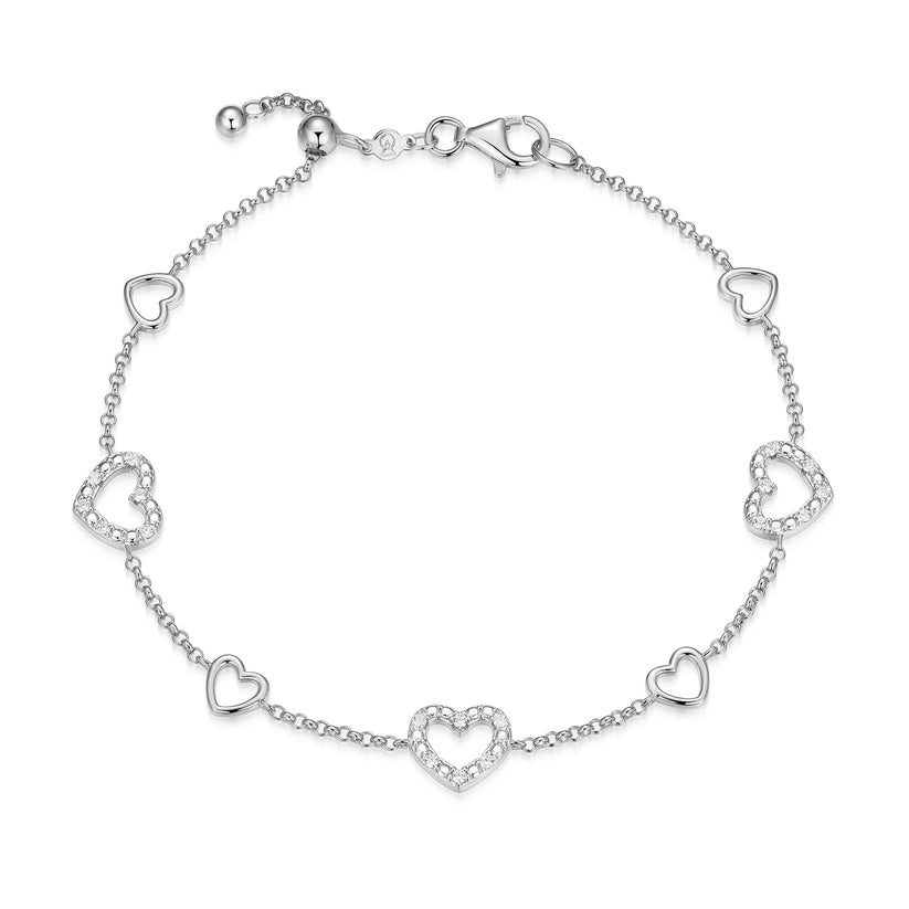 Amore Heart Lab Grown Diamond Bracelet Sterling Silver