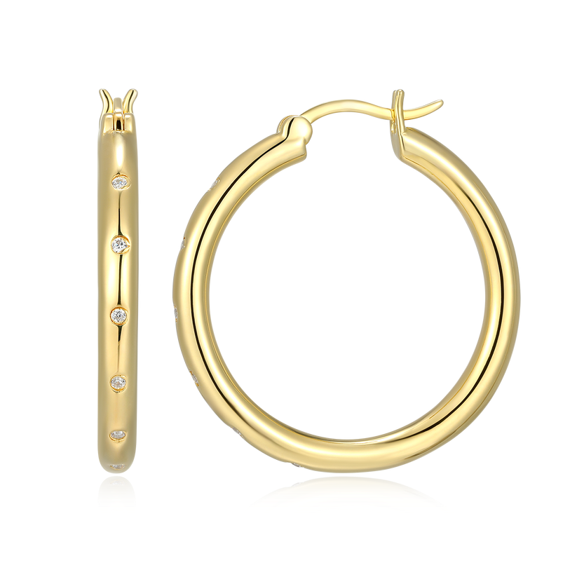 Sterling Silver Yellow Large Hoop Earrings