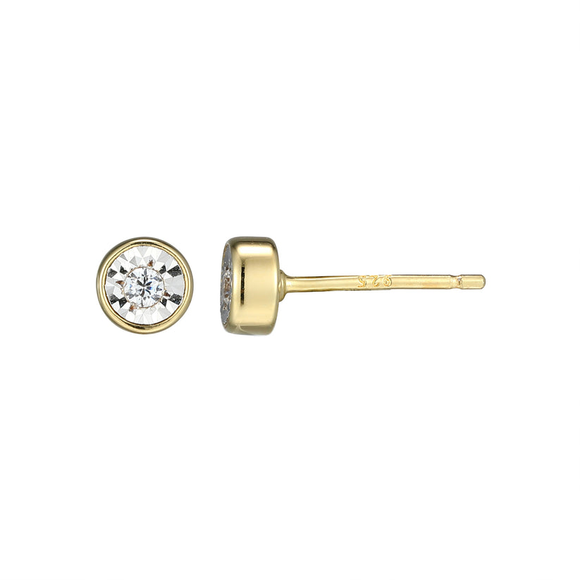 Sterling Silver Yellow Bezel Earrings