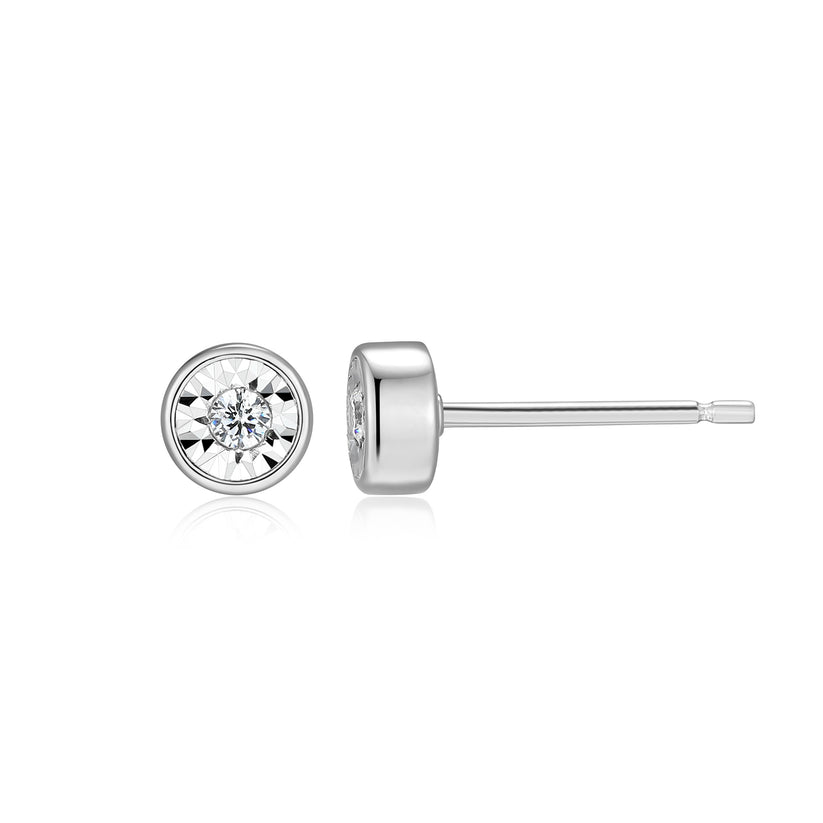 Sterling Silver White Bezel Earrings