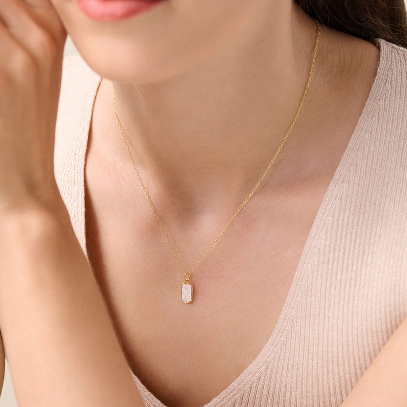 Sterling Silver Yellow Dog Tag Pendant