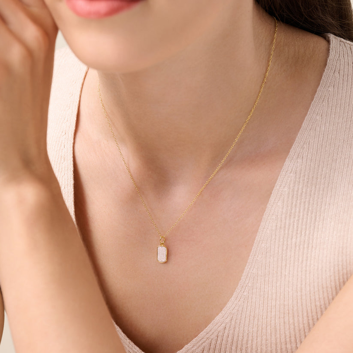 Sterling Silver Yellow Dog Tag Pendant