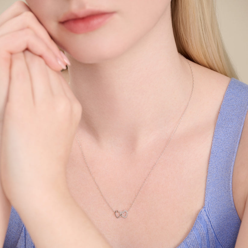Open Twin Heart Necklace Sterling Silver