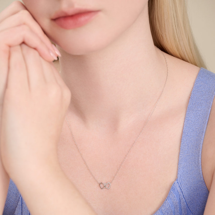 Open Twin Heart Necklace Sterling Silver