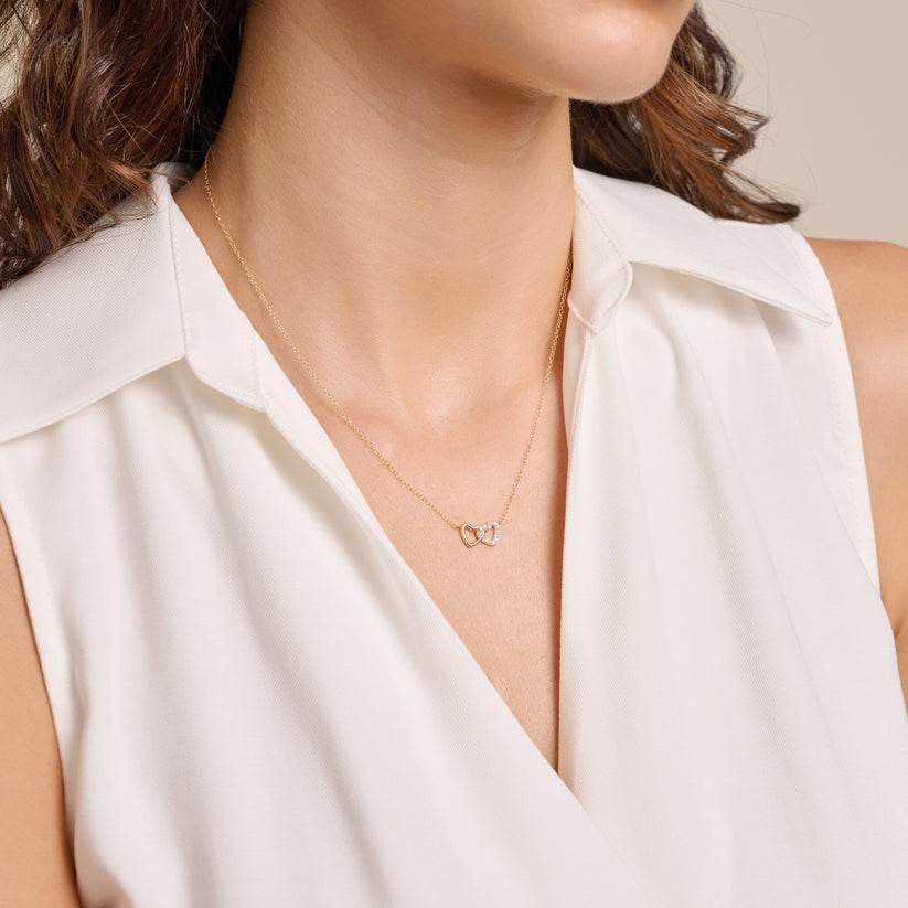 Gold-Plated Sterling Silver Open Twin Heart Necklace