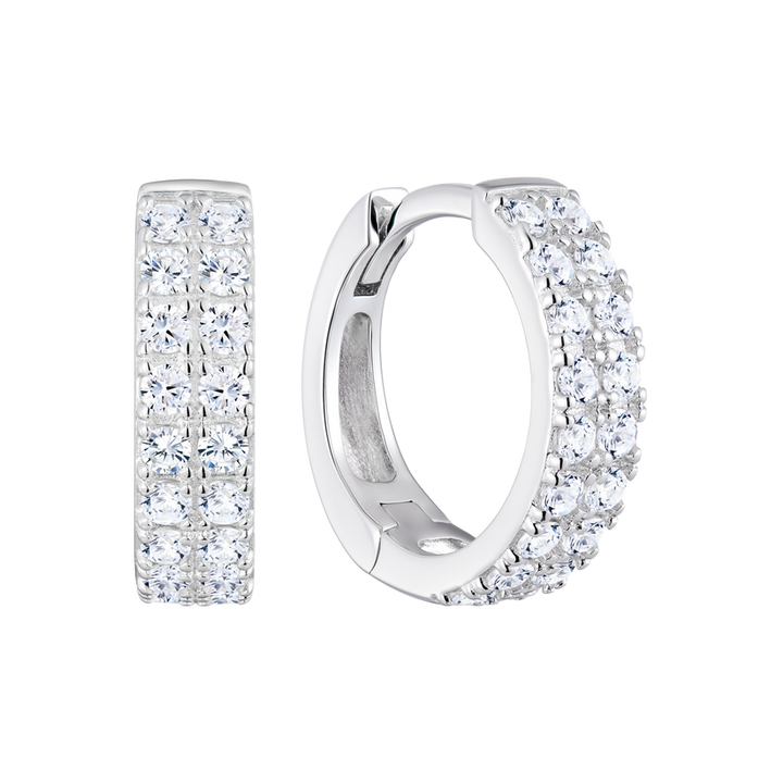 Sterling Silver White Huggies Earrings