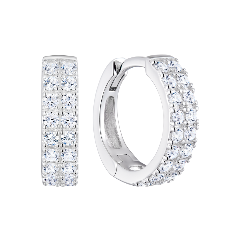 Sterling Silver White Huggies Earrings