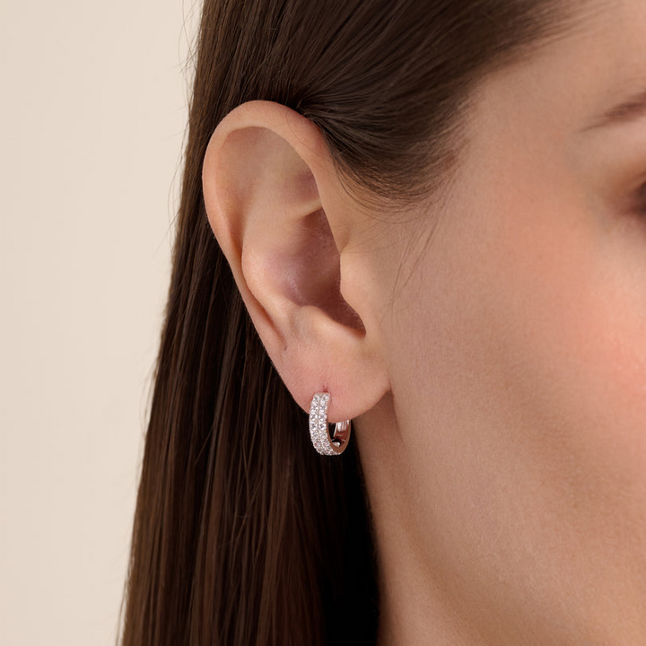 Sterling Silver White Huggies Earrings