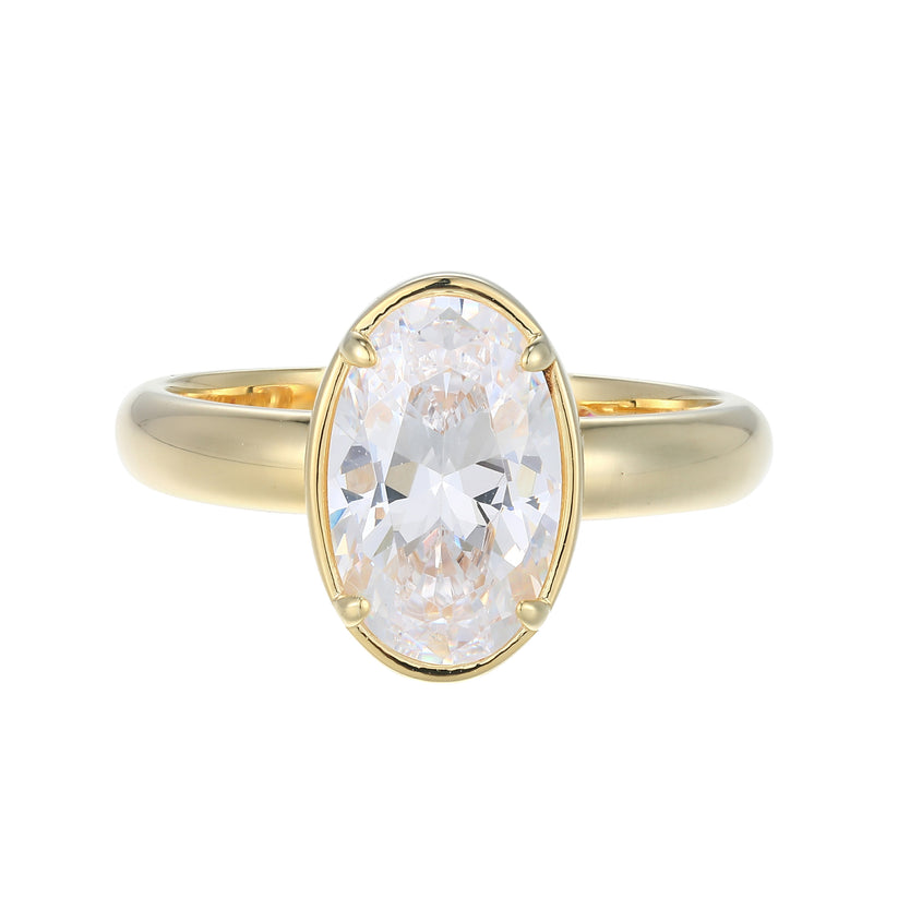 Sterling Silver Yellow Solitaire Ring