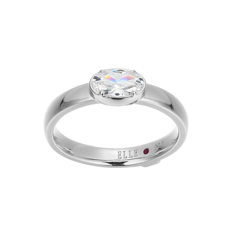 Sterling Silver White Oval Ring
