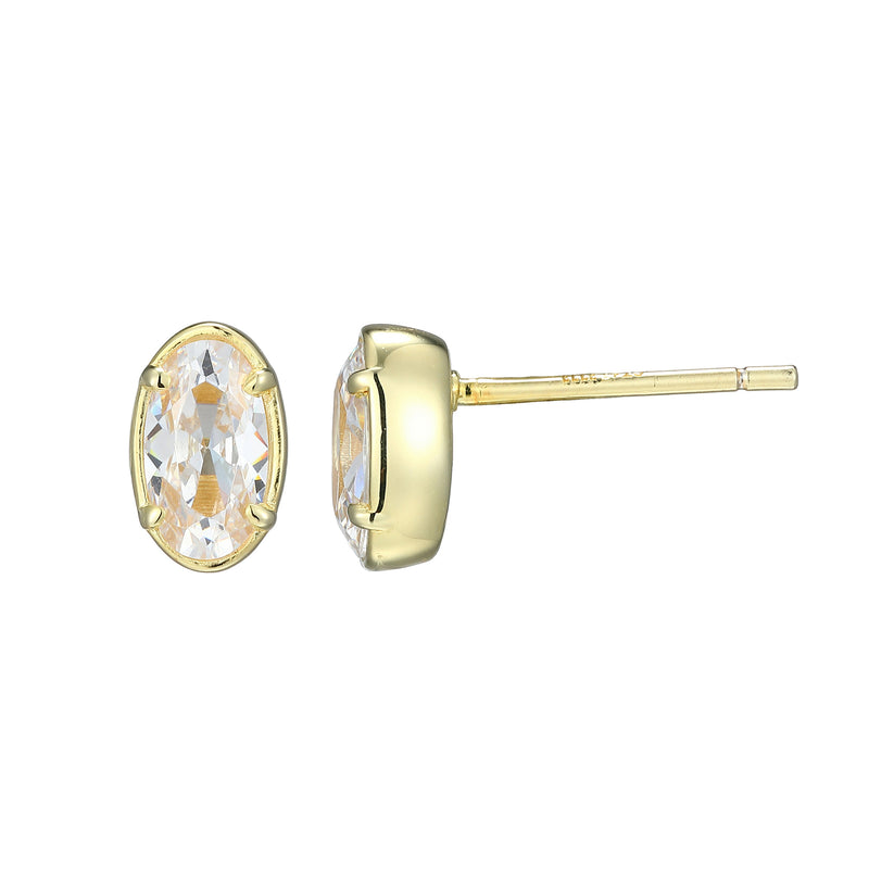 Sterling Silver Yellow Oval Earrings