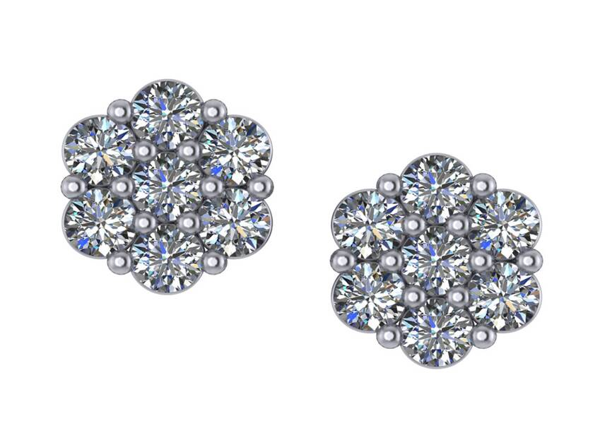 14k White Gold Lab Grown Diamond Earrings 2.10 cttw