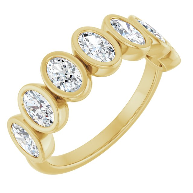 14k Yellow Gold Bezel Set  Lab Grown Diamond Wedding Band