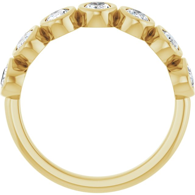 14k Yellow Gold Bezel Set  Lab Grown Diamond Wedding Band