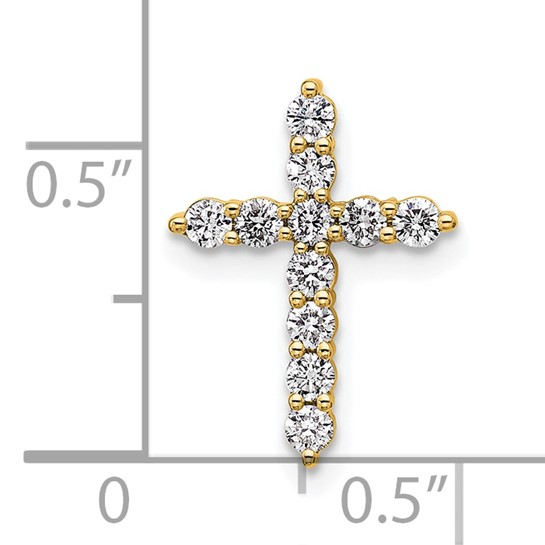 14k Yellow Gold Cross Lab Grown Diamond Pendant