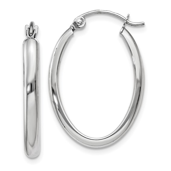 14k White Gold Large Hoop Earrings