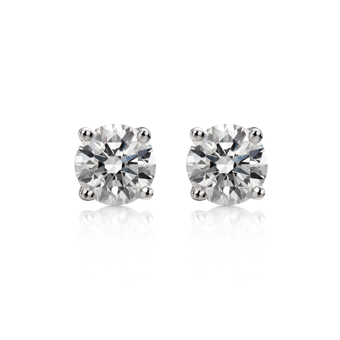14k White Gold Stud Diamond Earrings 1.60 cttw