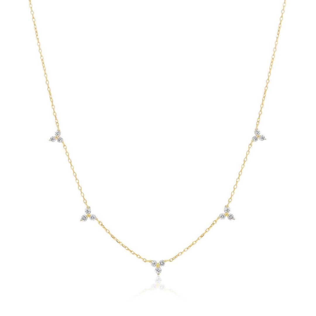 14k Yellow Gold Diamond Station Necklace
