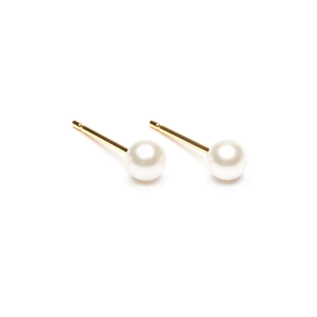 18k Stud 3mm Pearl Earrings