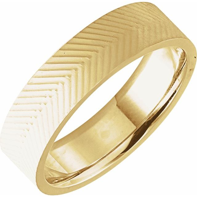 14k Yellow Gold Patterned Wedding Band