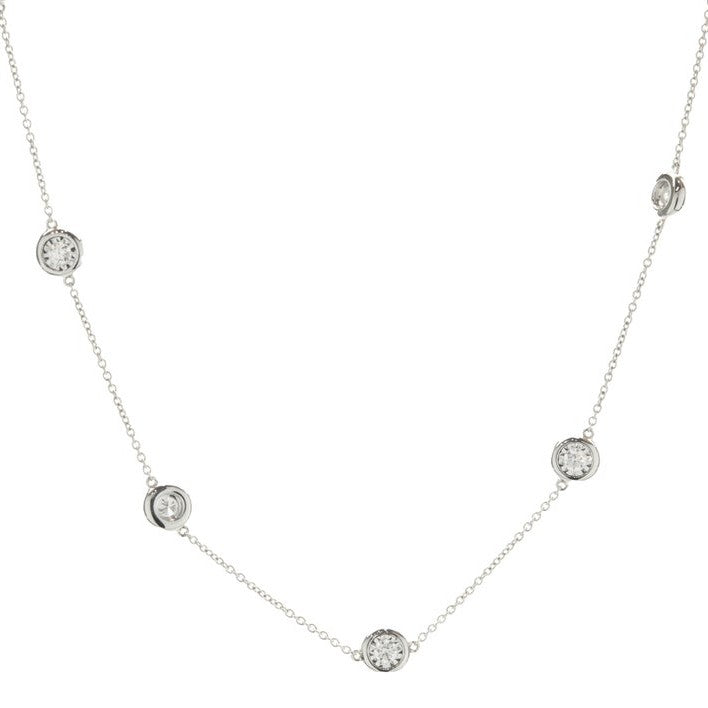 14k White Gold CZ Necklace