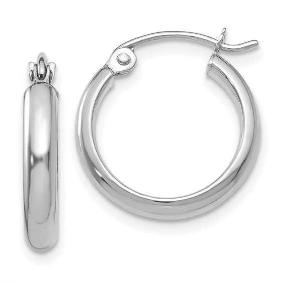 14k White Medium Hoop Earrings