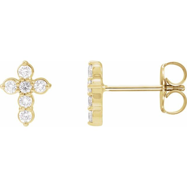 14k Yellow Gold Cross Diamond Earrings 0.18 cttw