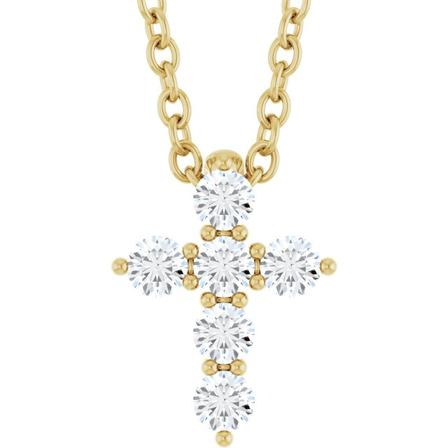14k Yellow Gold Lab Grown Diamond Cross