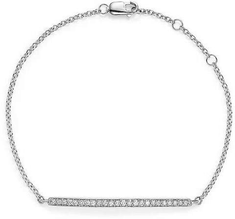 14k White Gold Bar Diamond Bracelet