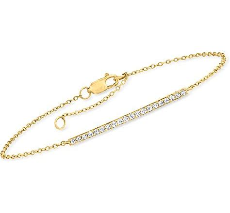 14k Yellow Gold Bar Diamond Bracelet