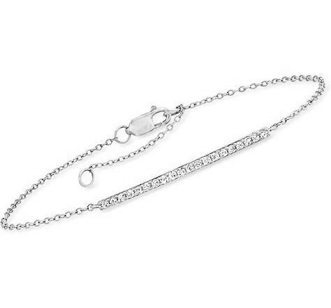 14k White Gold Bar Diamond Bracelet