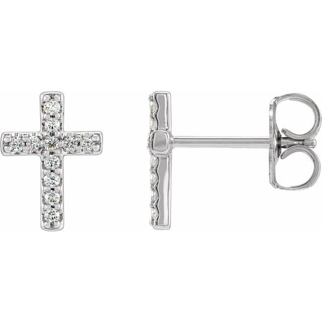 14k White Gold Stud Diamond Earrings 0.11 cttw