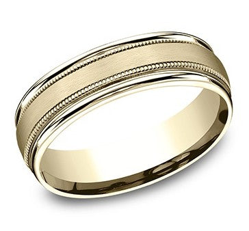 14k Yellow Gold Satin/Polished Eternity Wedding Band