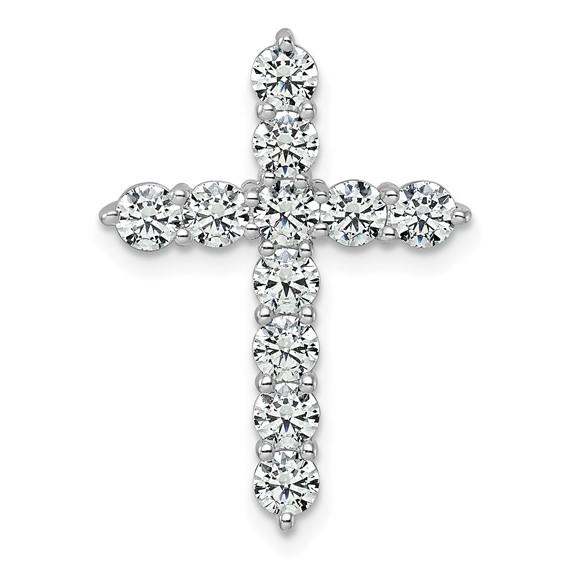 14k White Gold Cross Lab Grown Diamond Pendants