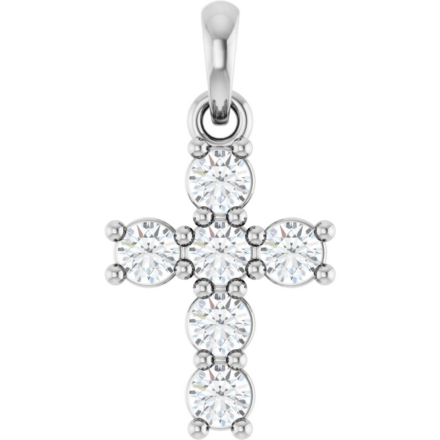 14k White Gold Lab Grown Diamond  Cross Pendant