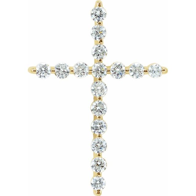 14k Yellow Gold Cross Lab Grown Diamond Pendants