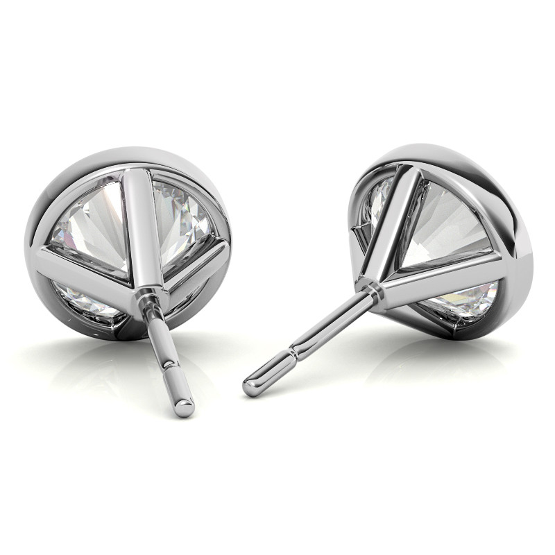 14k White Gold Bezel Style Lab Grown Diamond Earrings Totaling 2.05 cttw