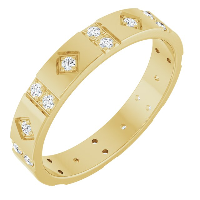 14k Yellow Gold Round Diamond Band