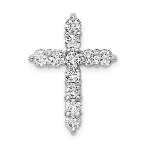 14k White Gold Cross Lab Grown Diamond Pendant