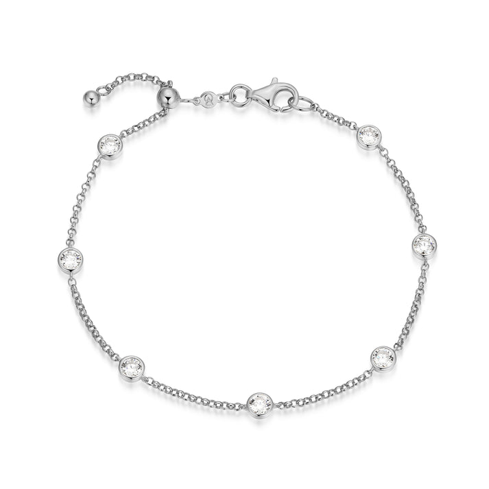 Sterling Silver Bezel Station Bracelet