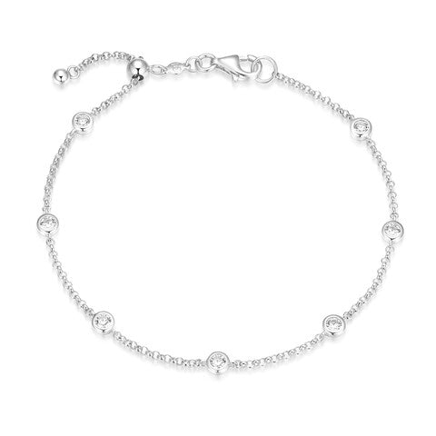 Sterling Silver Bezel Station Bracelet