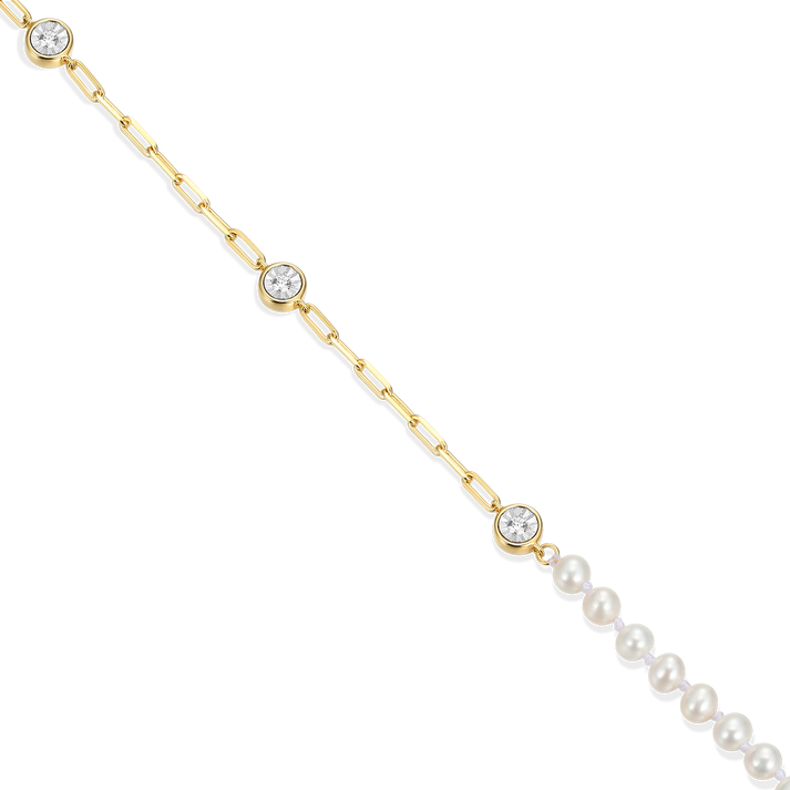 Sterling Silver Pearl Paperclip Necklace
