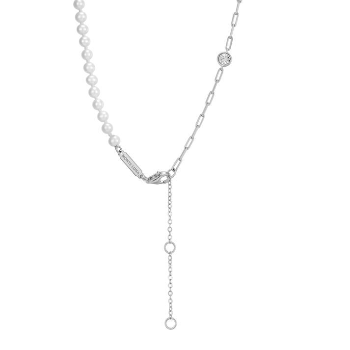 Sterling Silver Pearl Paperclip Necklace