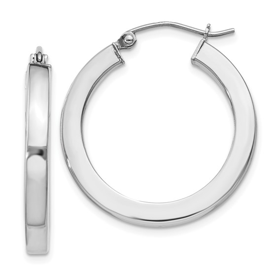 Sterling Silver Square tube Hoop Earrings