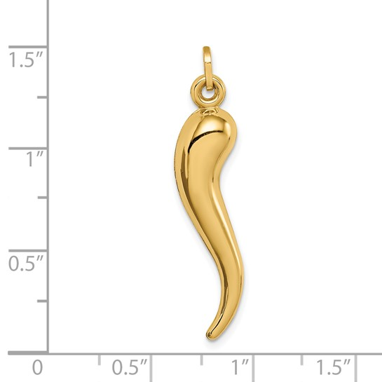 14k Yellow Gold Italian Horn Charm