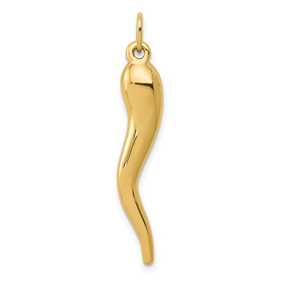 14k Yellow Gold Italian Horn Charm