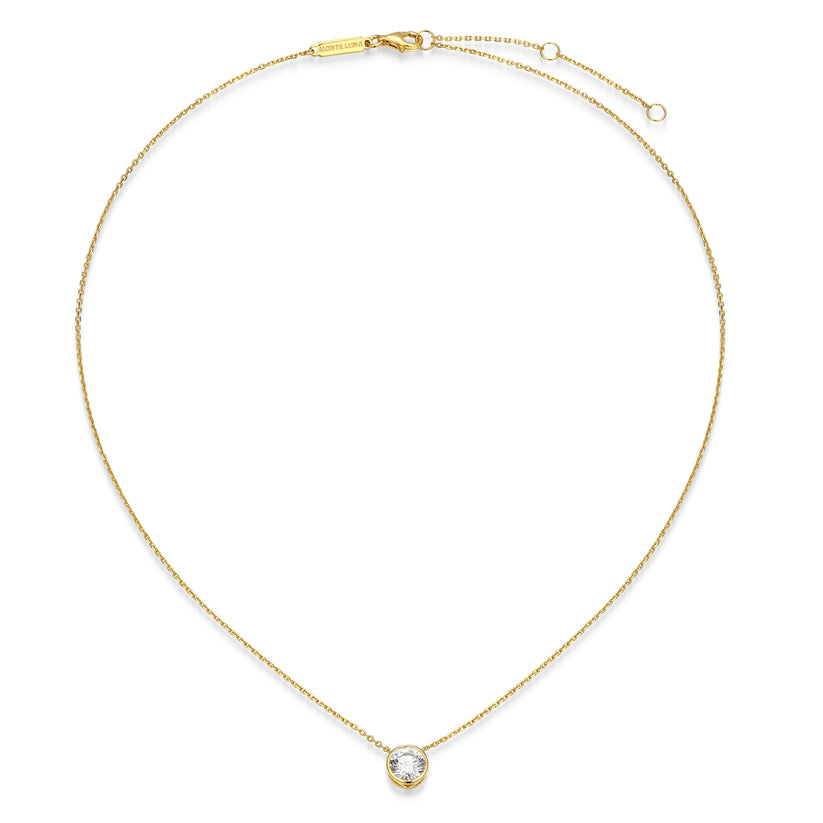 Sterling Silver Yellow tone Bezel Lab Grown Diamond Necklace