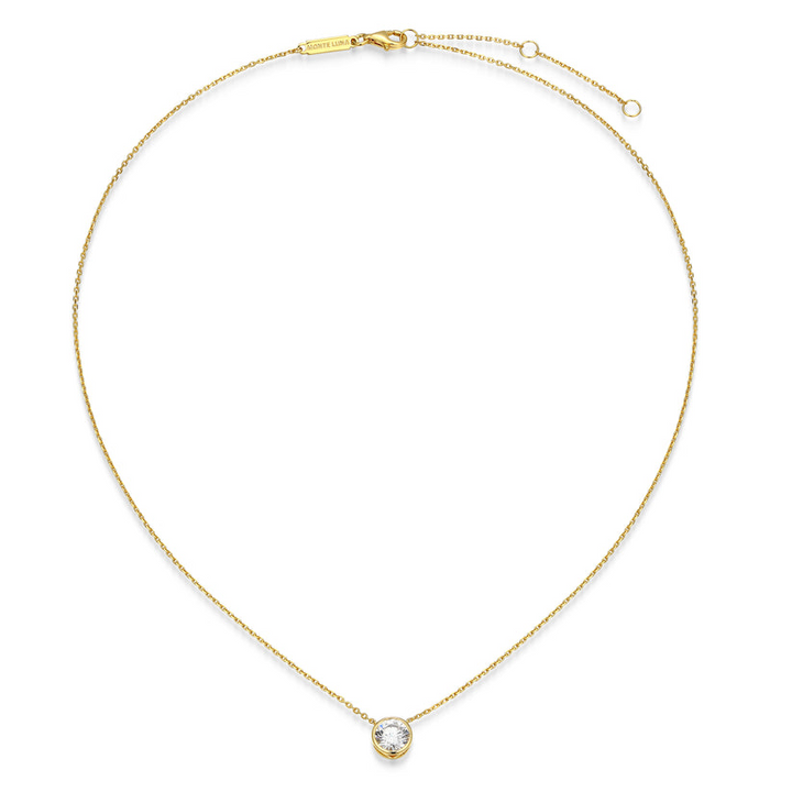 Sterling Silver Yellow tone Bezel Lab Grown Diamond Necklace