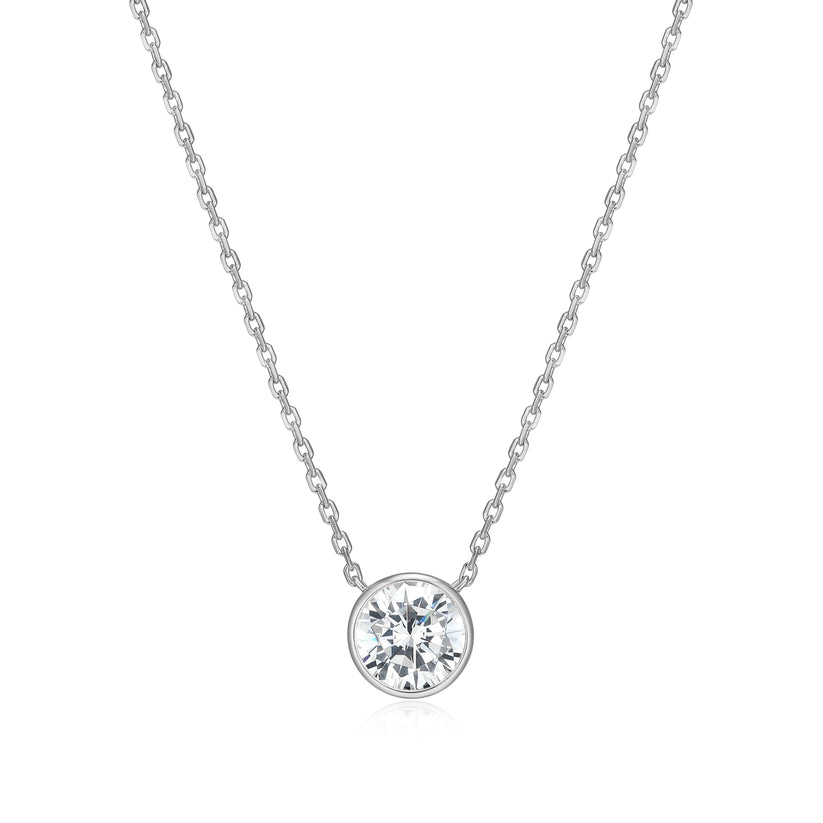 Sterling Silver Solitaire Lab Grown Diamond Pendant
